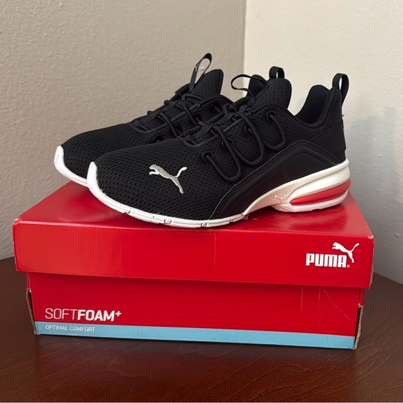 Puma Other - PUMA Axelion Mesh Little Kids' Sneakers in Black/Red/White Size 2C